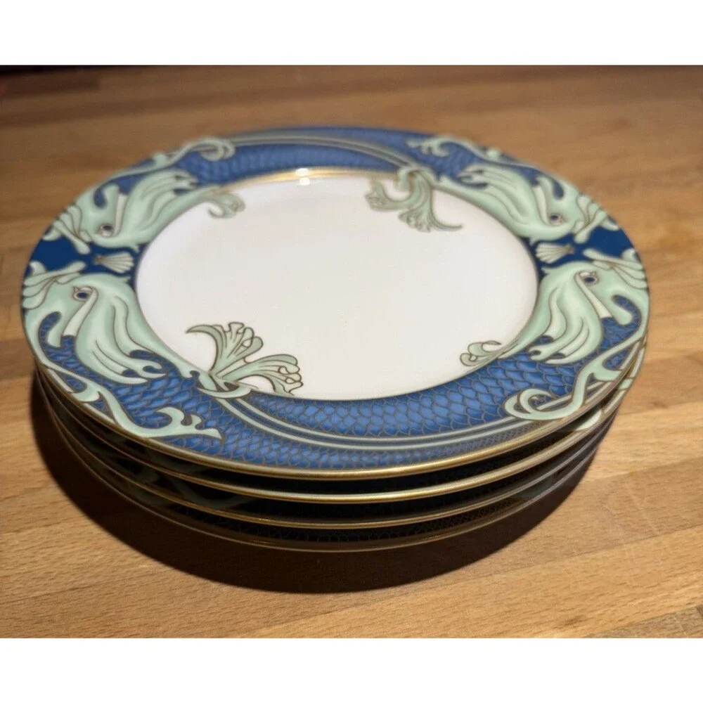Fitz and Floyd Green Dolphin Street Salad/Dessert Plates Set of 4